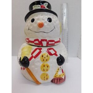 Gibson Cookie Jar 10" Snowman Vintage Ceramic 1997